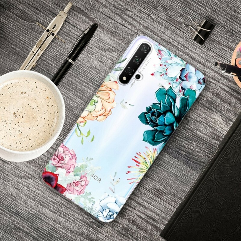 Honor 20 Clear Watercolor Flower Case
