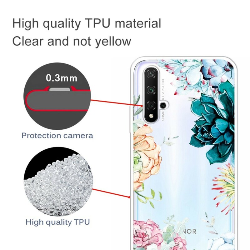 Honor 20 Clear Watercolor Flower Case