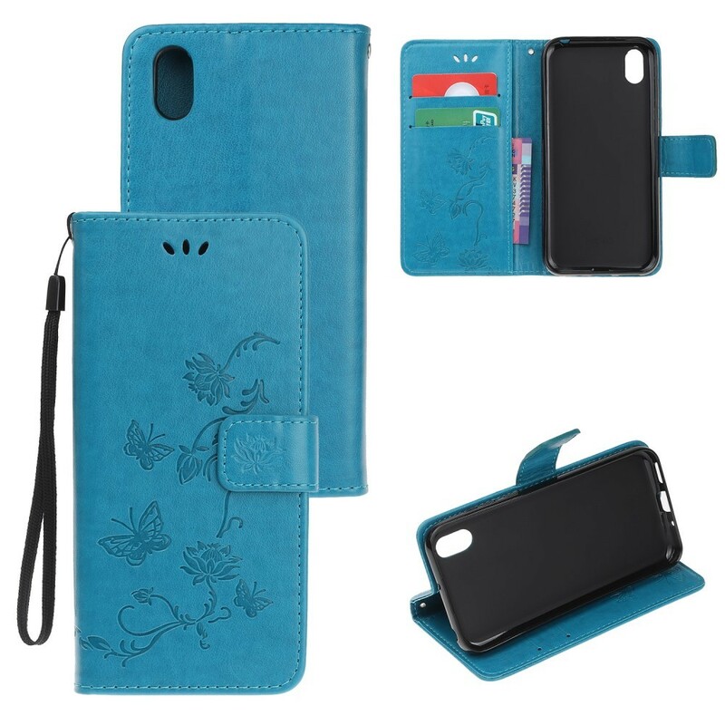 Case Huawei Y5 2019 Butterflies And Flowers With Strap