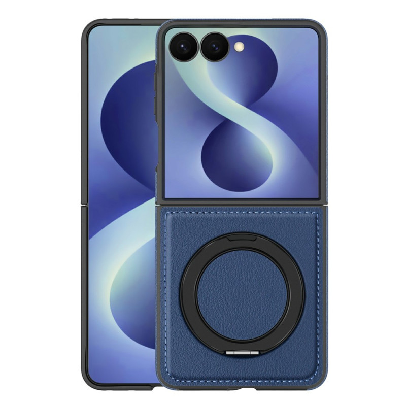 Samsung Galaxy Z Flip 8 Magnetic Case with Leather-Effect Ring Stand