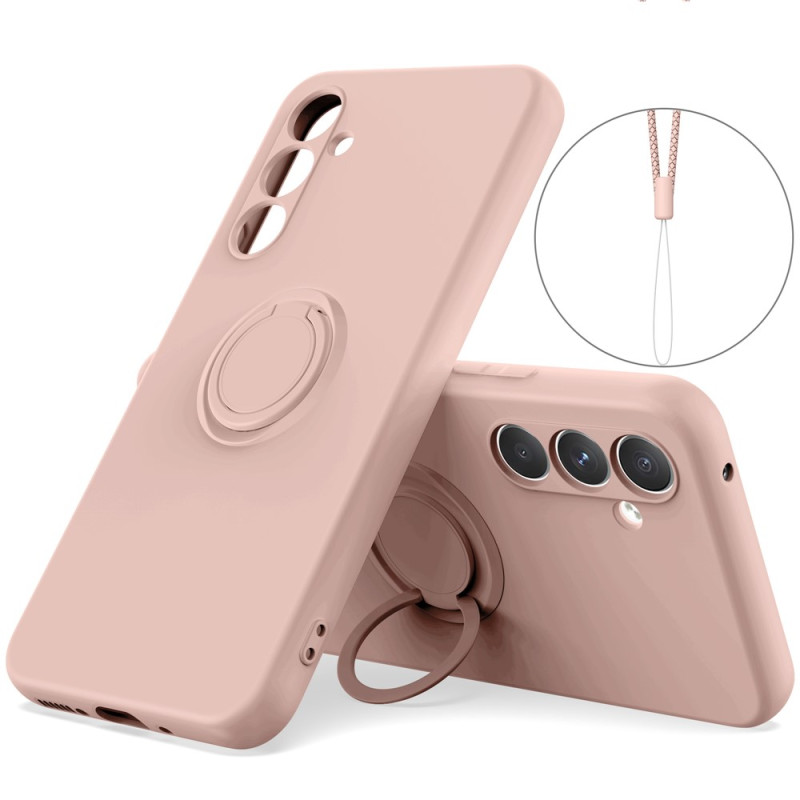 Coque Samsung Galaxy A27 5G en Silicone Liquide avec Anneau Support et Dragonne