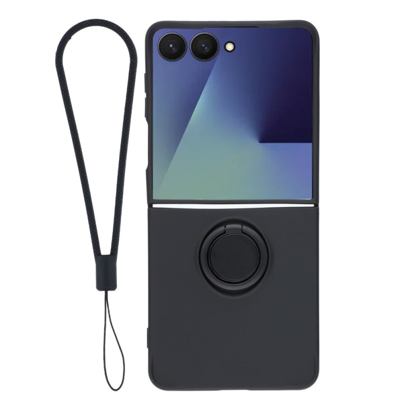 Samsung Galaxy Z Flip 8 Silicone Case with Stand Ring and Wrist Strap
