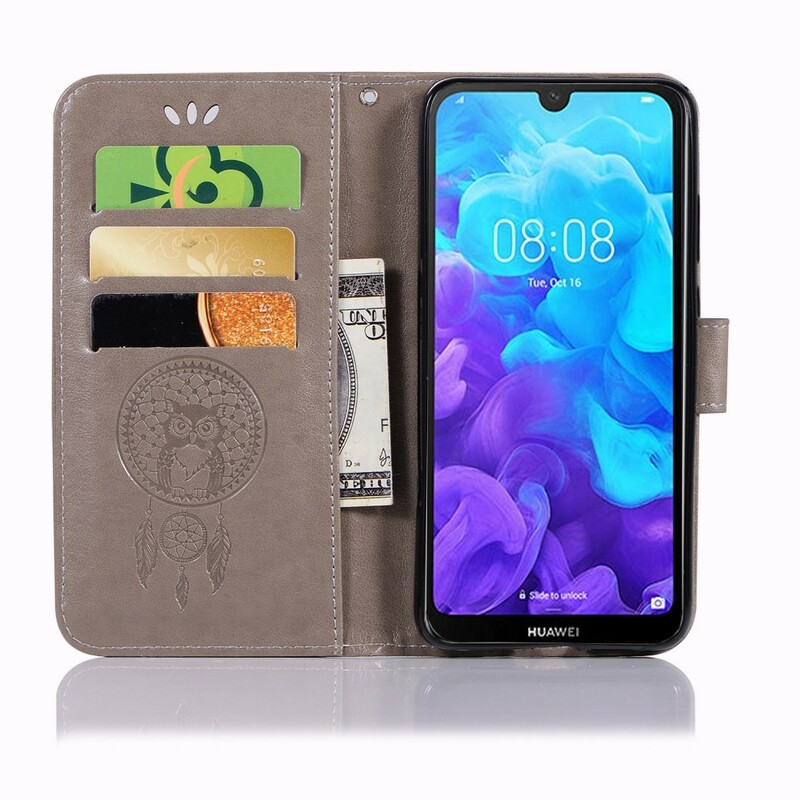 Case Huawei Y5 2019 leather effect Catchy Owl