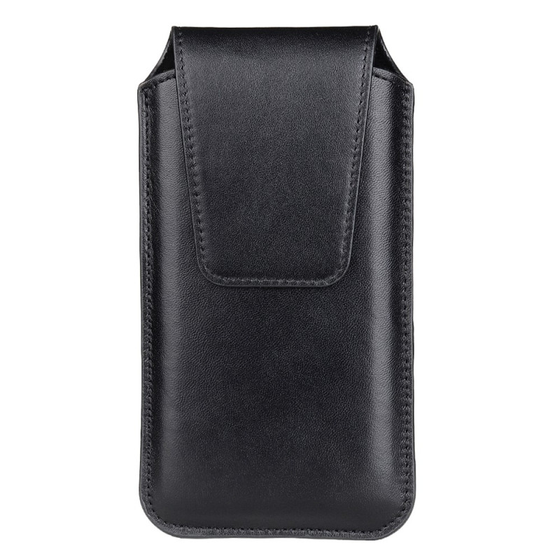 Universal Vertical Genuine Leather Belt Case for 5.0 to 5.2-inch Smartphones