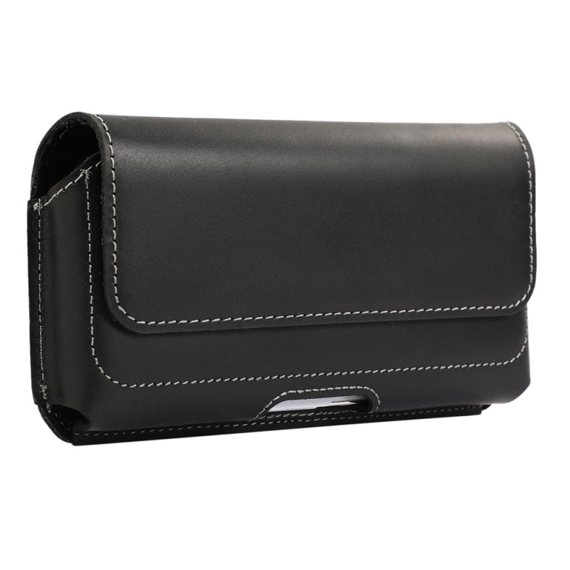 Horizontal Genuine Leather Belt Pouch for 7-inch Smartphones