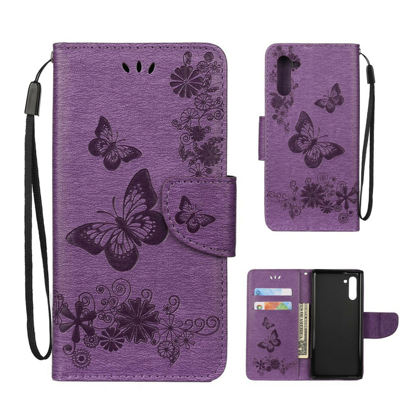 Samsung Galaxy Note 10 Case Splendid Butterflies with Strap