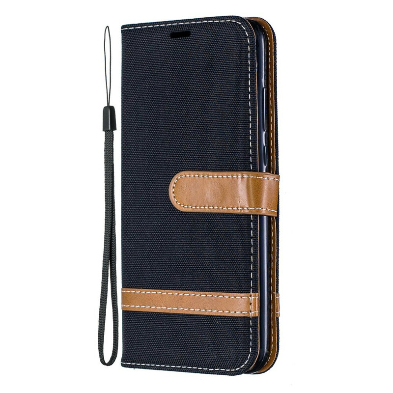 Case Huawei P Smart Plus 2019 Fabric and Leather Effect with Strap