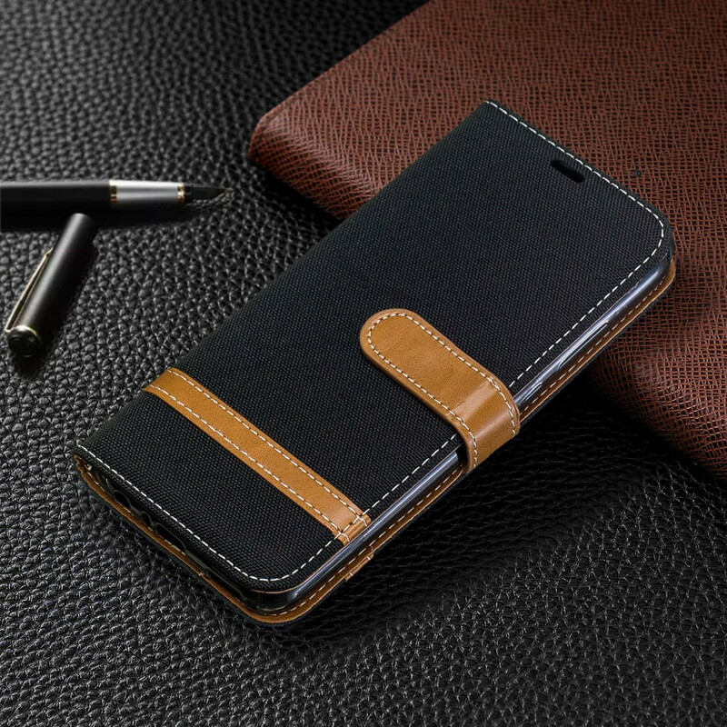 Case Huawei P Smart Plus 2019 Fabric and Leather Effect with Strap