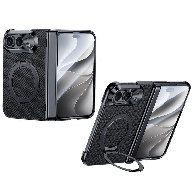 Magnetic Fabric iPhone Duo Case with 360° Stand and Tempered Glass