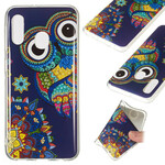 Case Samsung Galaxy A20e Owl Mandala Fluorescent