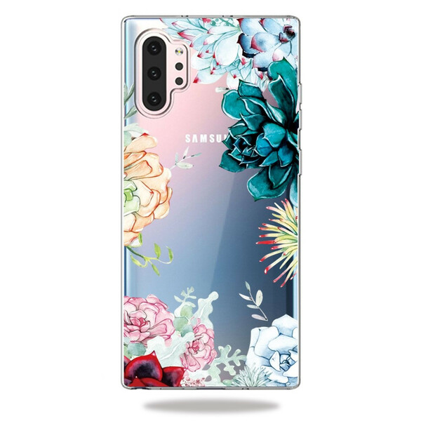 Samsung Galaxy Note 10 Plus Transparent Watercolor Flower Case