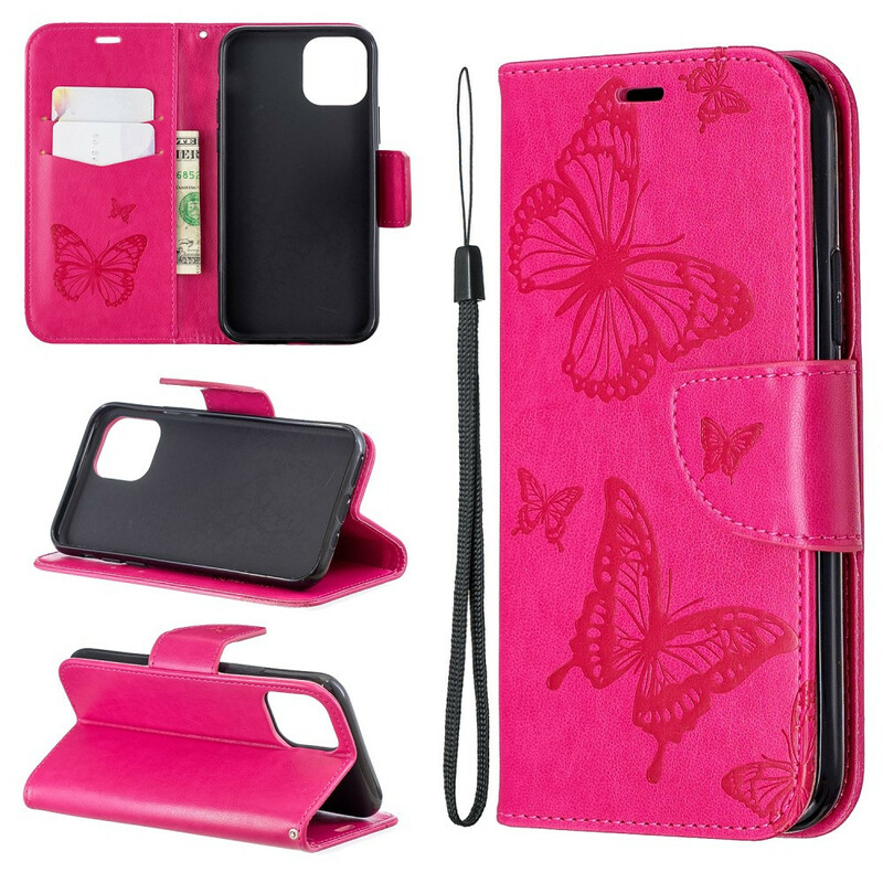 Case iPhone 11 Printed Butterflies with Lanyard