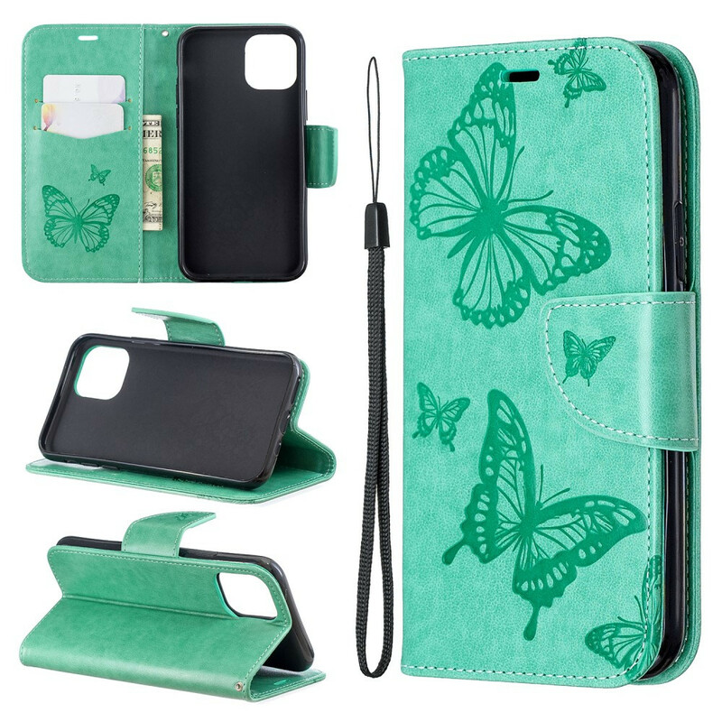 Case iPhone 11 Printed Butterflies with Lanyard