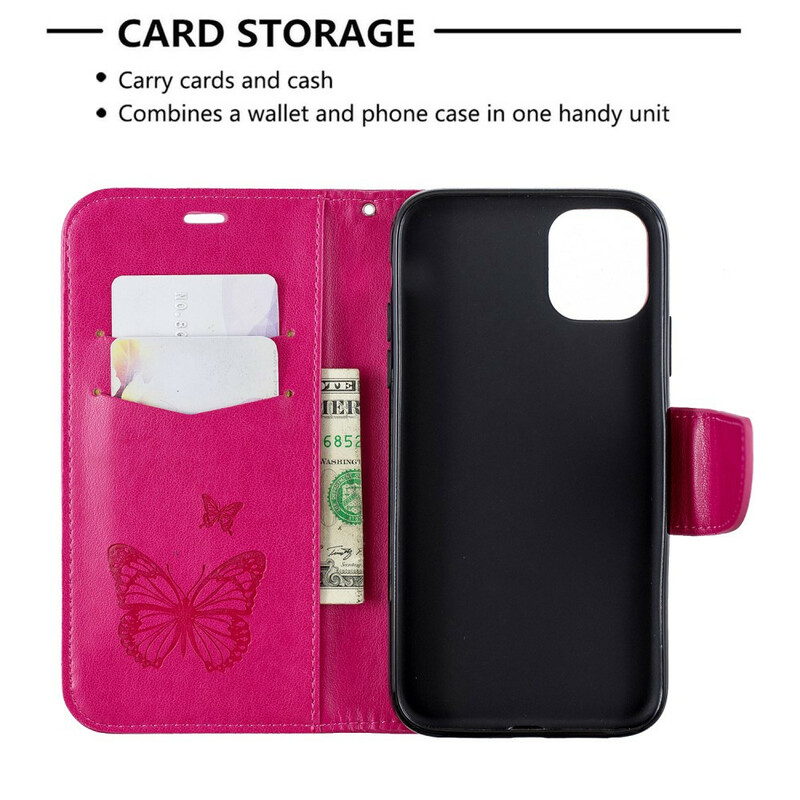 iPhone 11R Lanyard Printed Butterflies Case