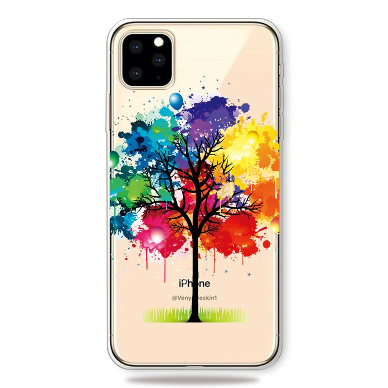 Case iPhone 11 Max Transparent Watercolor Tree