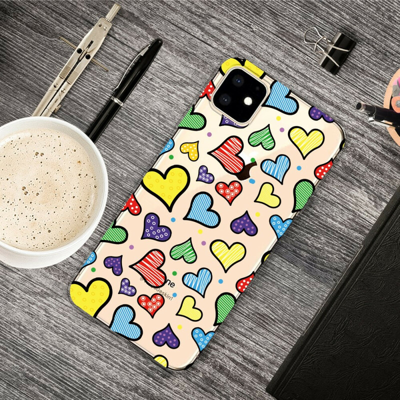 Case iPhone 11 Multicolor Hearts