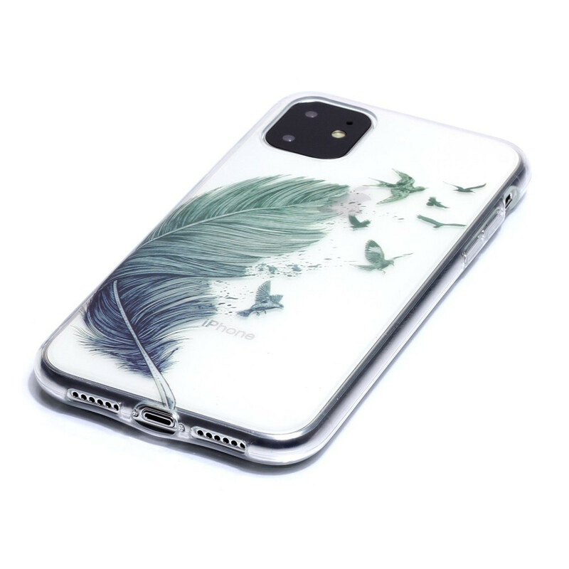 iPhone 11 Clear Case Feather Colorful