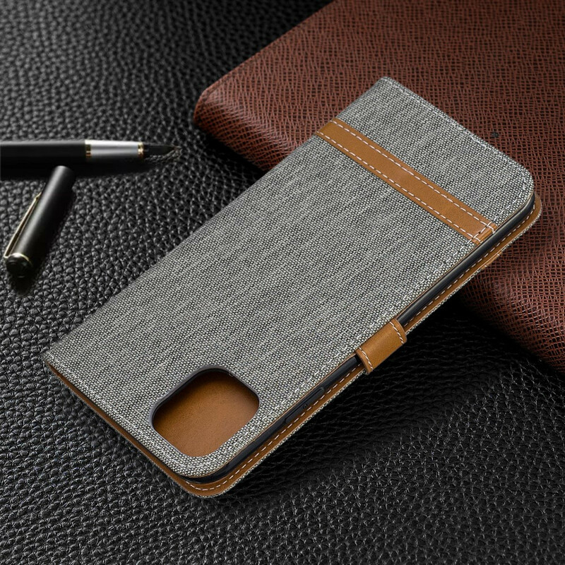 Case for iPhone 11 Pro Max Fabric and Leather effect with strap