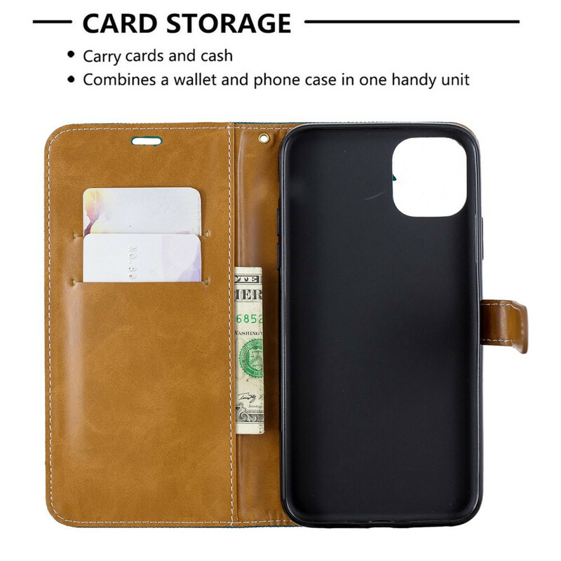 Case for iPhone 11 Pro Max Fabric and Leather effect with strap