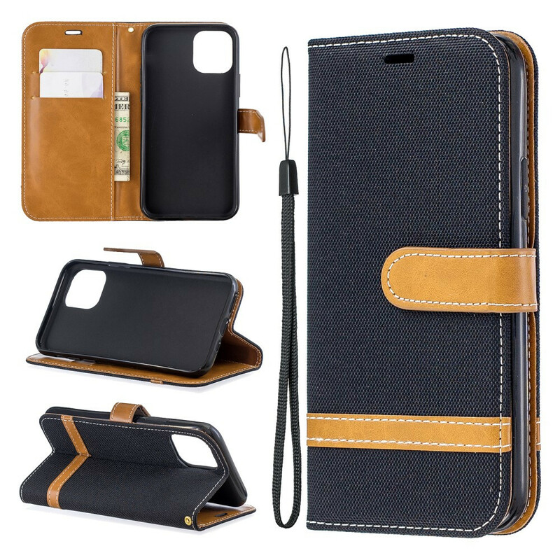 iPhone 11 Pro Case Fabric and Leather Effect with Strap