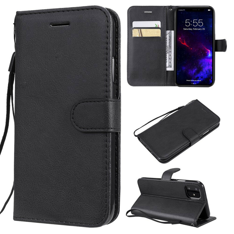 Leather effect iPhone 11 case with strap