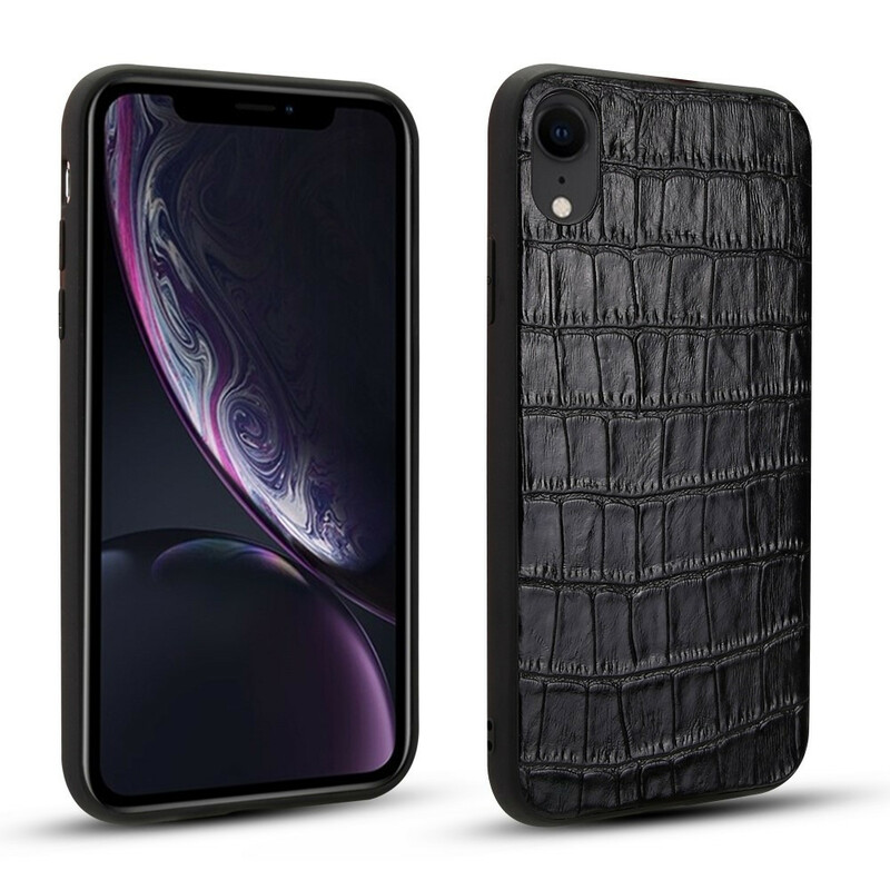 iPhone XR Genuine Leather Case Crocodile Texture