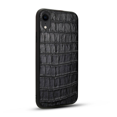 iPhone XR Genuine Leather Case Crocodile Texture