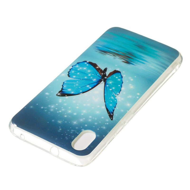 Case Xiaomi Redmi 7A Papillon Bleu Fluorescent