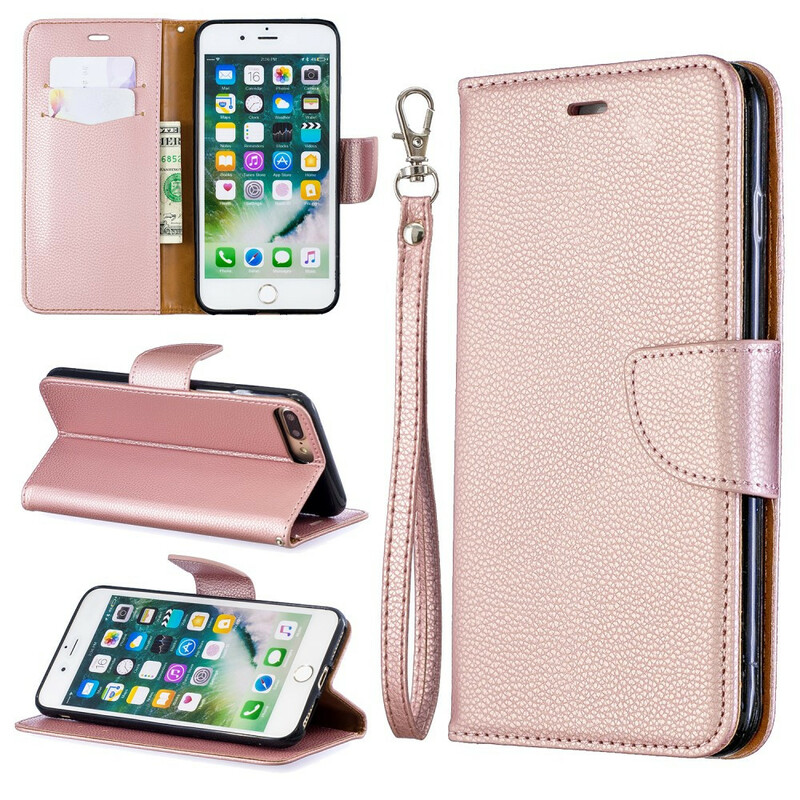 Case iPhone 8 Plus / 7 Plus Colored Leather Effect with Strap