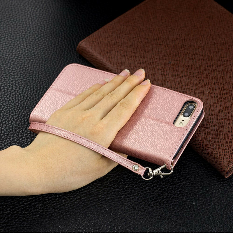 Case iPhone 8 Plus / 7 Plus Colored Leather Effect with Strap