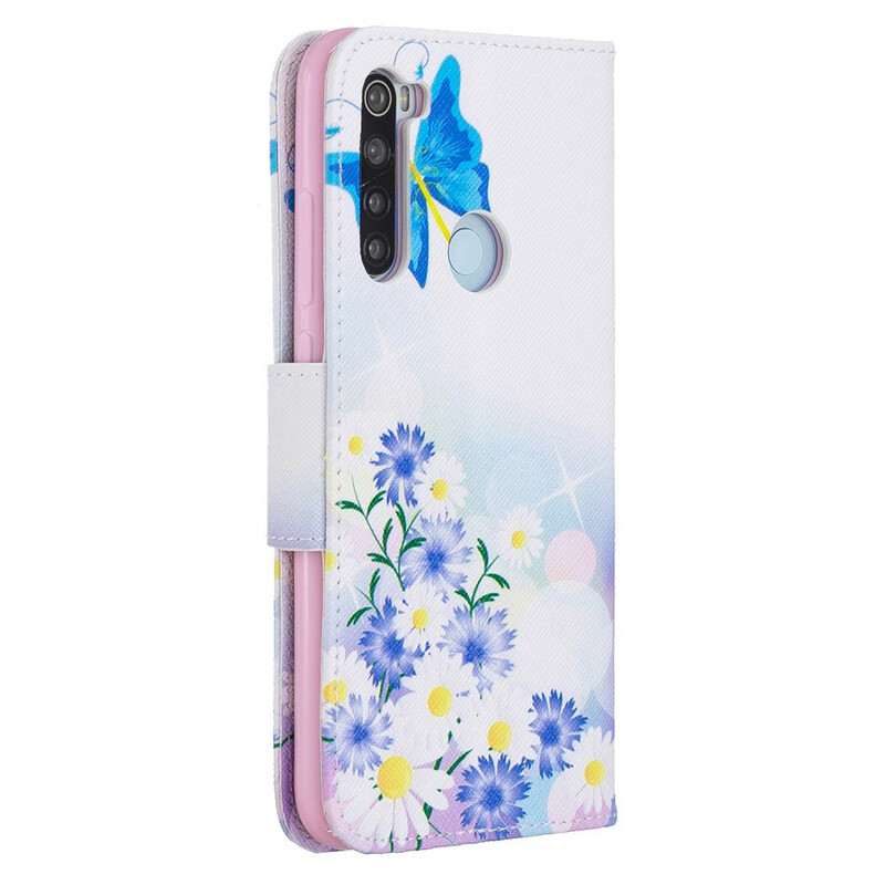 Xiaomi Redmi Note 8 Case Painted Butterflies and Flowers