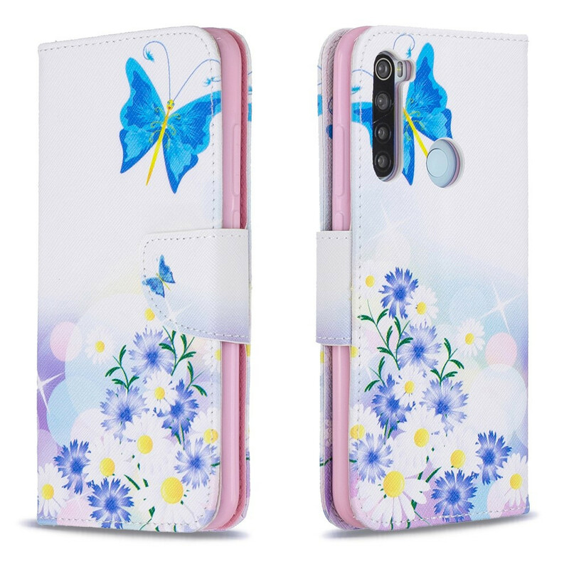Xiaomi Redmi Note 8 Case Painted Butterflies and Flowers