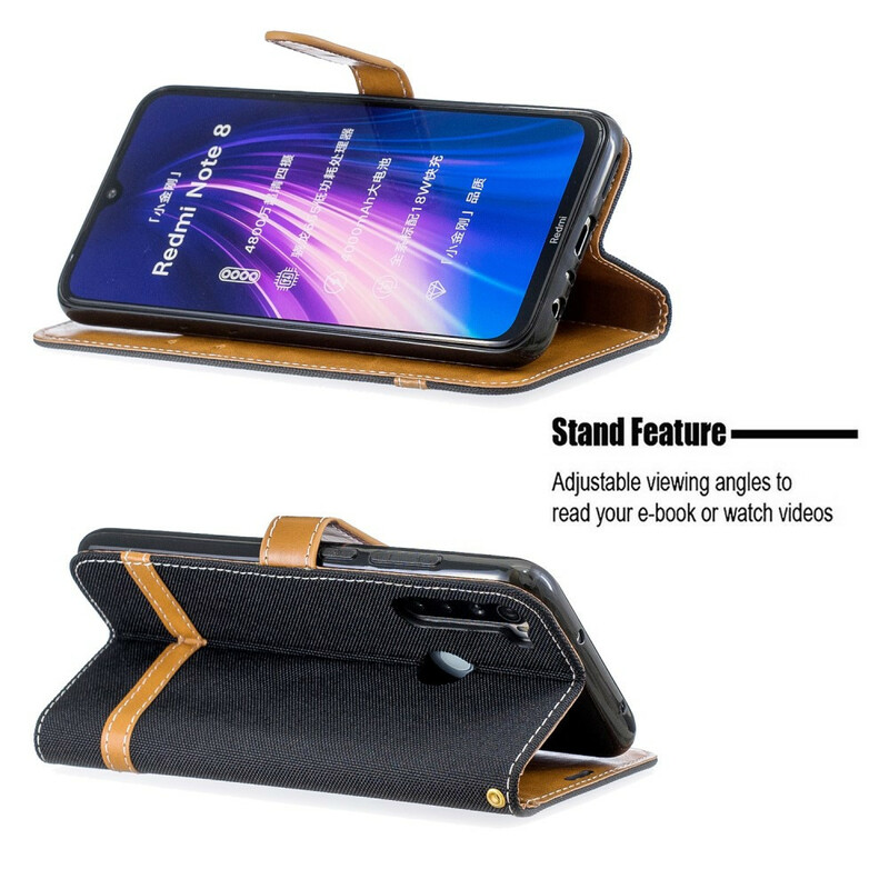 Xiaomi Redmi Note 8 Fabric and Leather effect case with strap