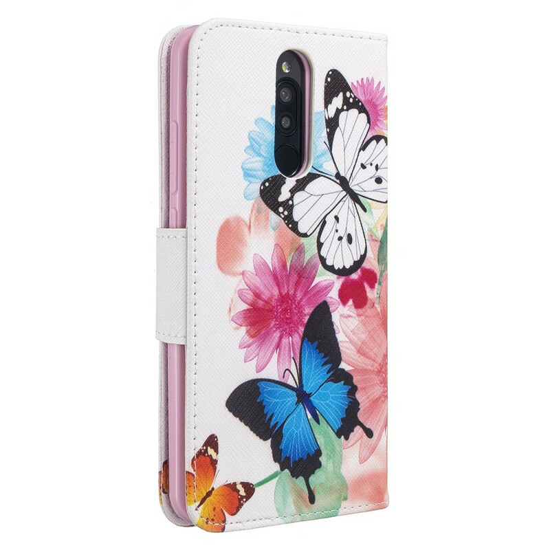 Xiaomi Redmi 8 Butterflies and Flowers Painted Case