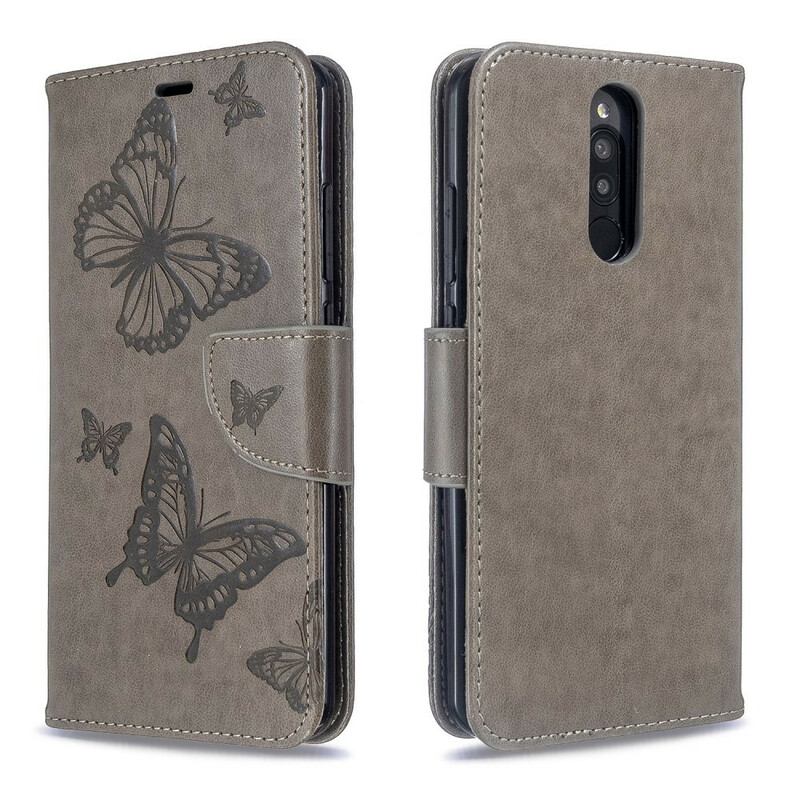 Xiaomi Redmi 8 Butterfly Printed Lanyard Case