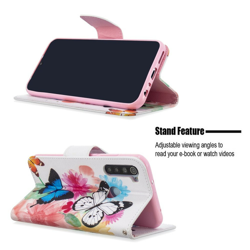 Xiaomi Redmi Note 8T Case Painted Butterflies and Flowers