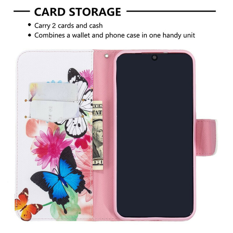 Xiaomi Redmi Note 8T Case Painted Butterflies and Flowers