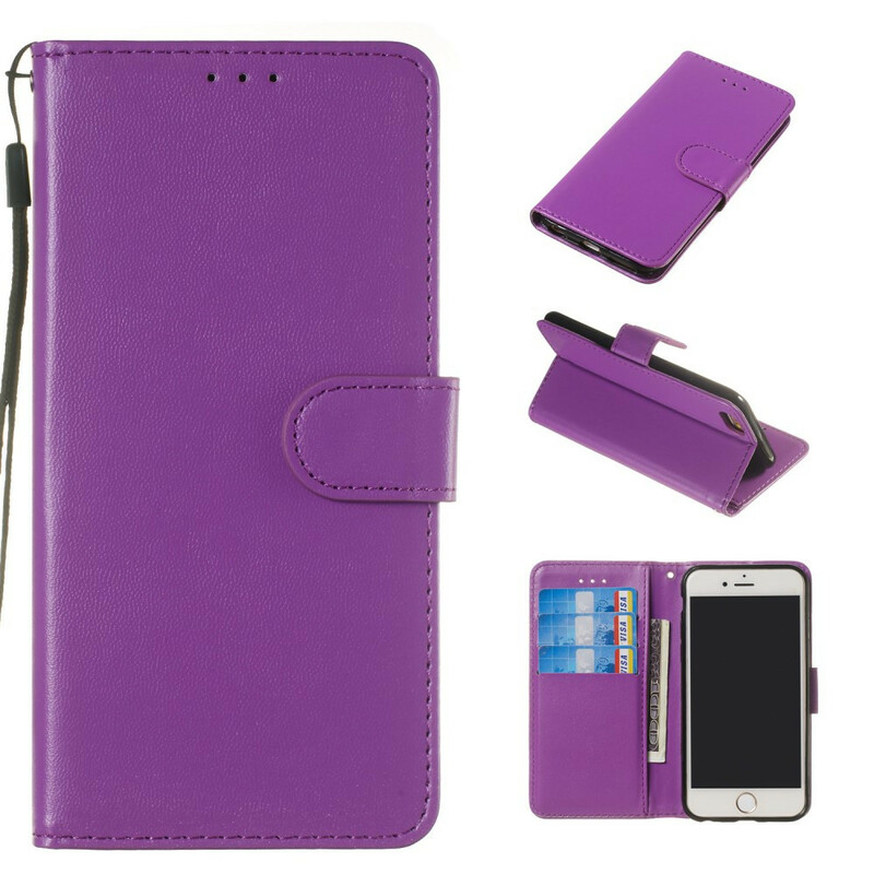 Cover for iPhone 6/6S Pure Color Leather effect with strap