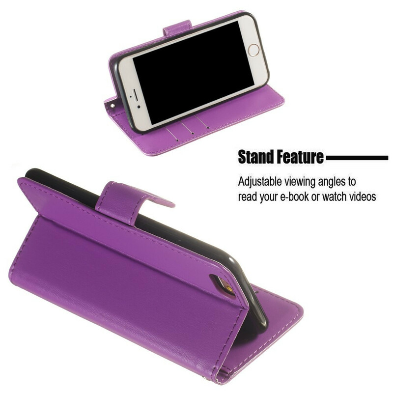 Cover for iPhone 6/6S Pure Color Leather effect with strap