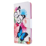 Xiaomi Mi Note 10 Case Painted Butterflies and Flowers