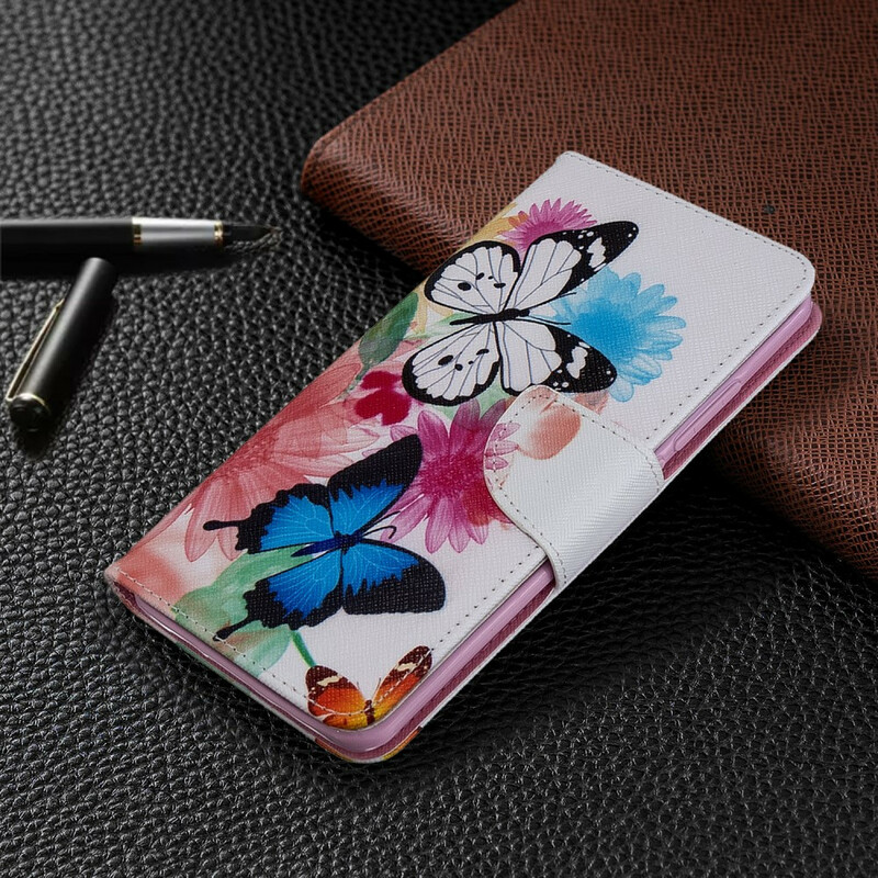 Xiaomi Mi Note 10 Case Painted Butterflies and Flowers