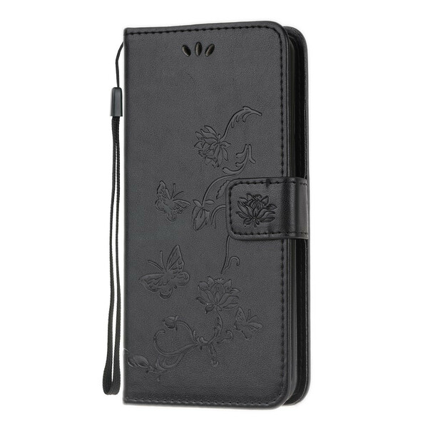 Case Samsung Galaxy A51 Butterflies and Flowers with Strap