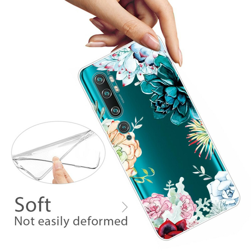 Xiaomi Mi Note 10 Transparent Watercolor Flower Case