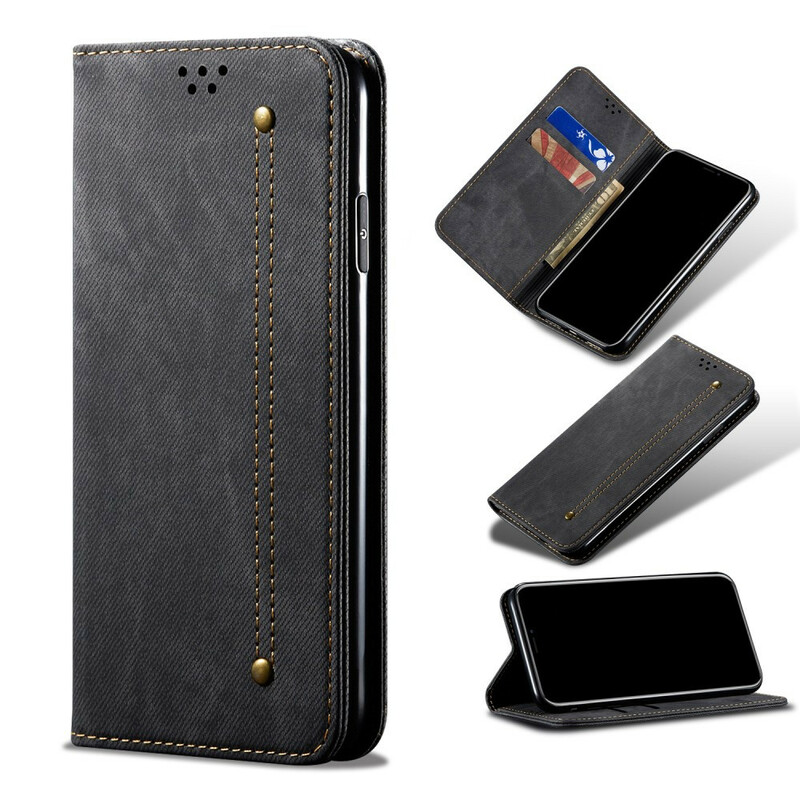 Flip Cover Xiaomi Mi Note 10 Tissu Jeans