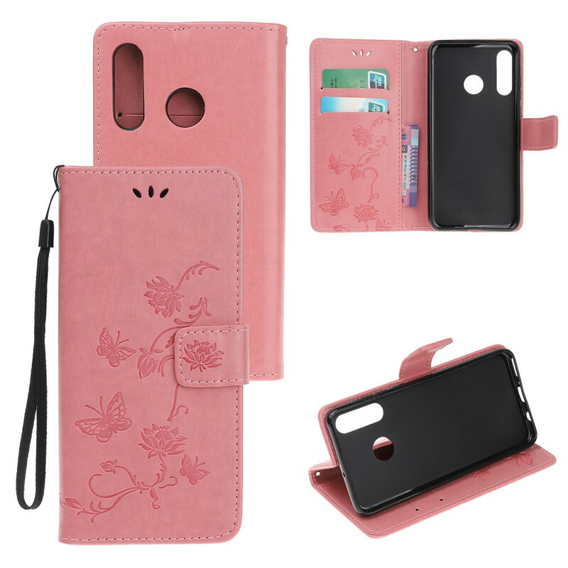 Case Huawei P Smart 2019 Butterflies and Flowers with Strap Case Huawei P Smart 2019 Butterflies and Flowers with Strap