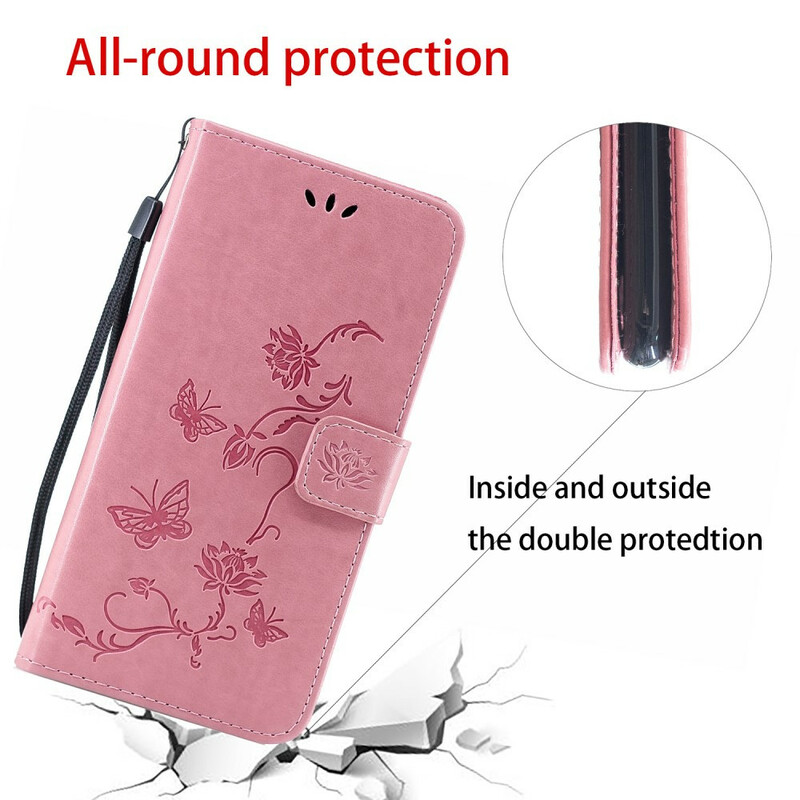 Case Huawei P Smart 2019 Butterflies and Flowers with Strap Case Huawei P Smart 2019 Butterflies and Flowers with Strap