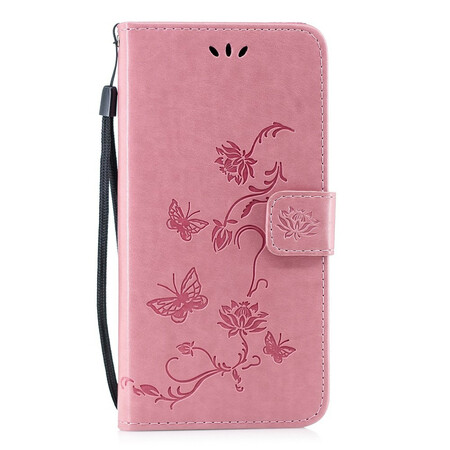 Case Huawei P Smart 2019 Butterflies and Flowers with Strap