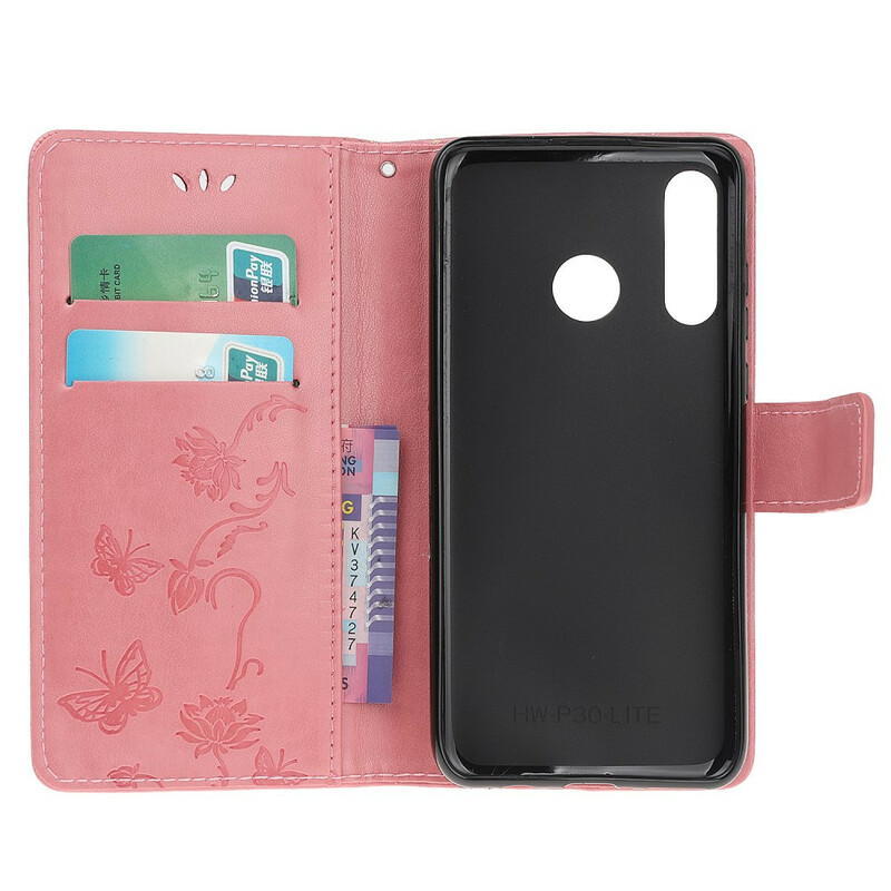 Case Huawei P Smart 2019 Butterflies and Flowers with Strap Case Huawei P Smart 2019 Butterflies and Flowers with Strap