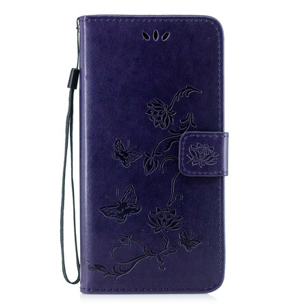 Case Huawei P Smart 2019 Butterflies and Flowers with Strap