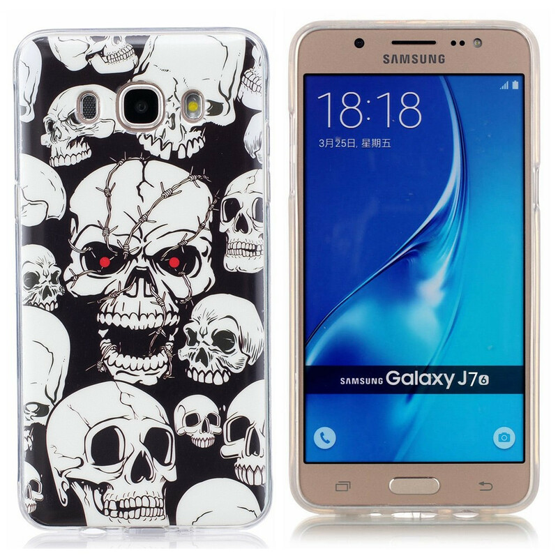 Samsung Galaxy J7 2016 Case Warning Fluorescent Skulls